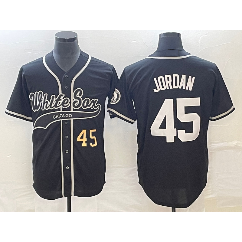Chicago White Sox #45 Michael Jordan Number Black Puhics Cool Base Stitched Jersey