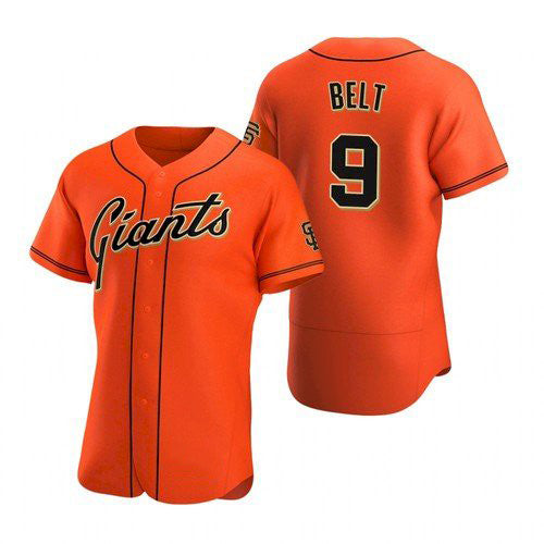 San Francisco Giants #9 Brandon Belt Orange Puhics Alternate Jersey