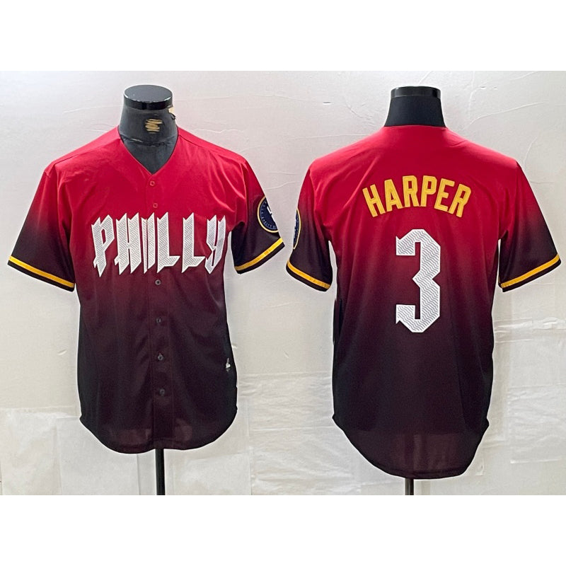 Philadelphia Phillies #3 Bryce Harper Red Puhics 2024 City Cool Base Jersey
