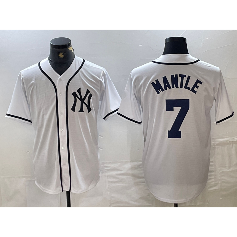 New York Yankees #7 Mickey Mantle White Puhics Fashion Cool Base Jersey
