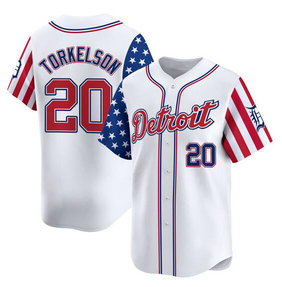 Detroit Tigers #20 Spencer Torkelson White Puhics 2025 Independence Day Vapor Premier Limited Stitched Jersey