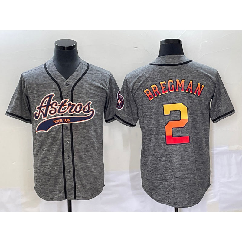Houston Astros #2 Alex Bregman Grey Puhics Gridiron Cool Base Stitched Jersey