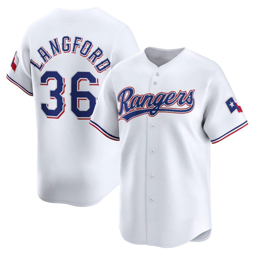 Texas Rangers #36 Wyatt Langford White Puhics Home Limited Player Jersey