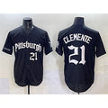 Pittsburgh Pirates #21 Roberto Clemente Black Puhics 'Gothic Steel City Edition' Vapor Limited Stitched Jersey