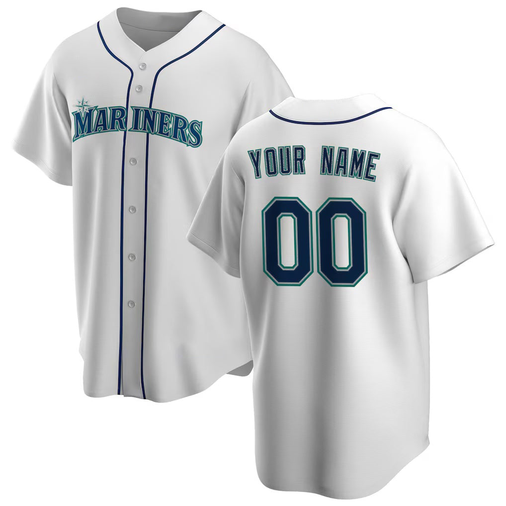 Custom Seattle Mariners White Puhics Home Replica Jersey