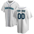 Custom Seattle Mariners White Puhics Home Replica Jersey
