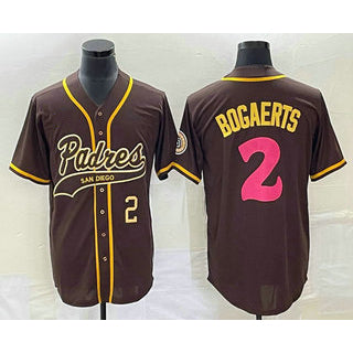 San Diego Padres #2 Xander Bogaerts Number Brown Puhics NEW 2023 City Connect Cool Base Stitched Jersey