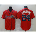 Atlanta Braves #24 Deion Sanders Red Puhics Game Jerseys