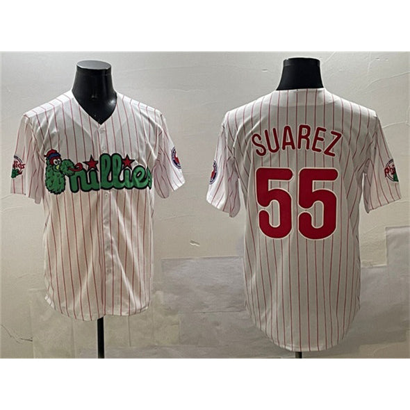 Philadelphia Phillies #55 Ranger Su¨¢rez White Puhics Phanatic Cool Base Stitched Jersey