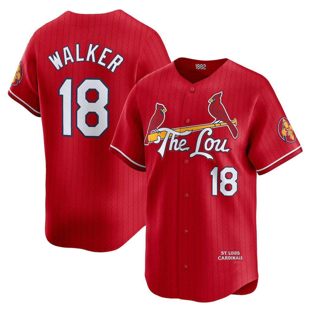 St. Louis Cardinals #18 Jordan Walker Red Puhics City Connect Limited Player Jersey