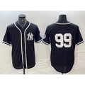 New York Yankees #99 Aaron Judge No Name Black White Puhics Cool Base Stitched Jersey