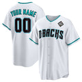 Custom Arizona Diamondbacks Active Player White Puhics 2023 World Series Cool Base Stitched Jersey