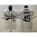 Chicago White Sox #45 Michael Jordan White Puhics Cool Base Stitched Jersey 2