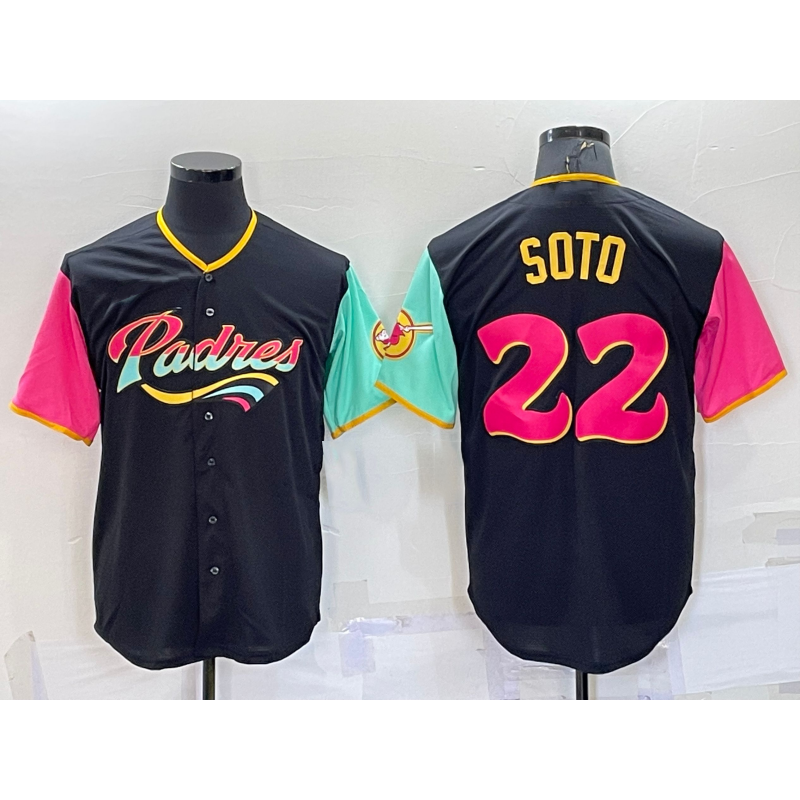 San Diego Padres #22 Juan Soto Black Puhics 2022 City Connect Cool Base Stitched Jersey