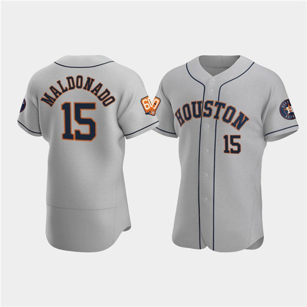 Houston Astros #15 Mart¨ªn Maldonado Gray Puhics 60th Anniversary Flex Base Stitched Jersey
