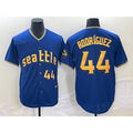 Seattle Mariners #44 Julio Rodriguez Number Blue Puhics 2023 City Connect Cool Base Stitched Jersey