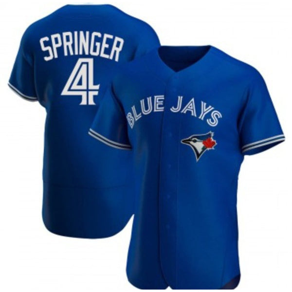 Toronto Blue Jays #4 George Springer Royal Puhics Flex Base Stitched Jersey