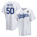 Los Angeles Dodgers #50 Mookie Betts White Puhics 2024 World Series Cool Base Stitched Jersey