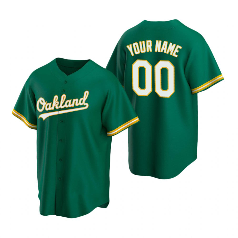 Custom Oakland Athletics Green Puhics Stitched Cool Base Jersey
