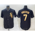 Chicago White Sox #7 Tim Anderson Black Gold Puhics Cool Base Stitched Jersey
