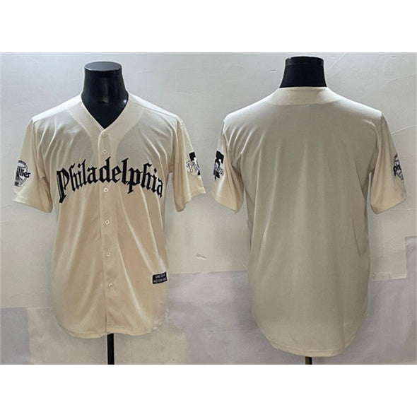 Philadelphia Phillies Blank Cream Puhics Gothic Vapor Limited Stitched Jersey