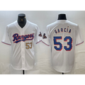 Texas Rangers #53 Adolis Garcia Number White Puhics 2023 World Series Champions Cool Base Jerseys