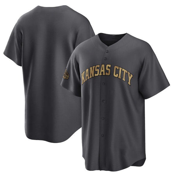 Kansas City Royals Blank Charcoal Puhics 2022 All-Star Cool Base Stitched Jersey