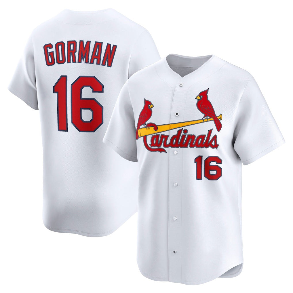 St. Louis Cardinals #16 Nolan Gorman White Puhics Home Limited Player Jersey