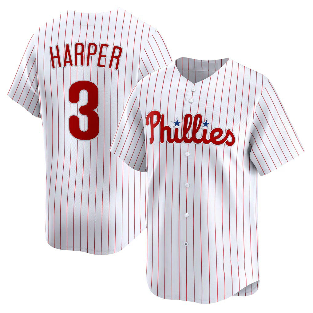 Philadelphia Phillies #3 Bryce Harper White Puhics Home Limited Player Jersey
