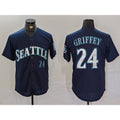 Seattle Mariners #24 Ken Griffey Jr Navy Puhics Cool Base Stitched Jersey