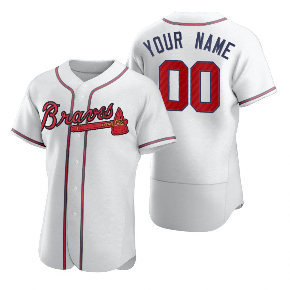 Custom Atlanta Braves White Puhics 2020 Stitched Flex Base Jersey