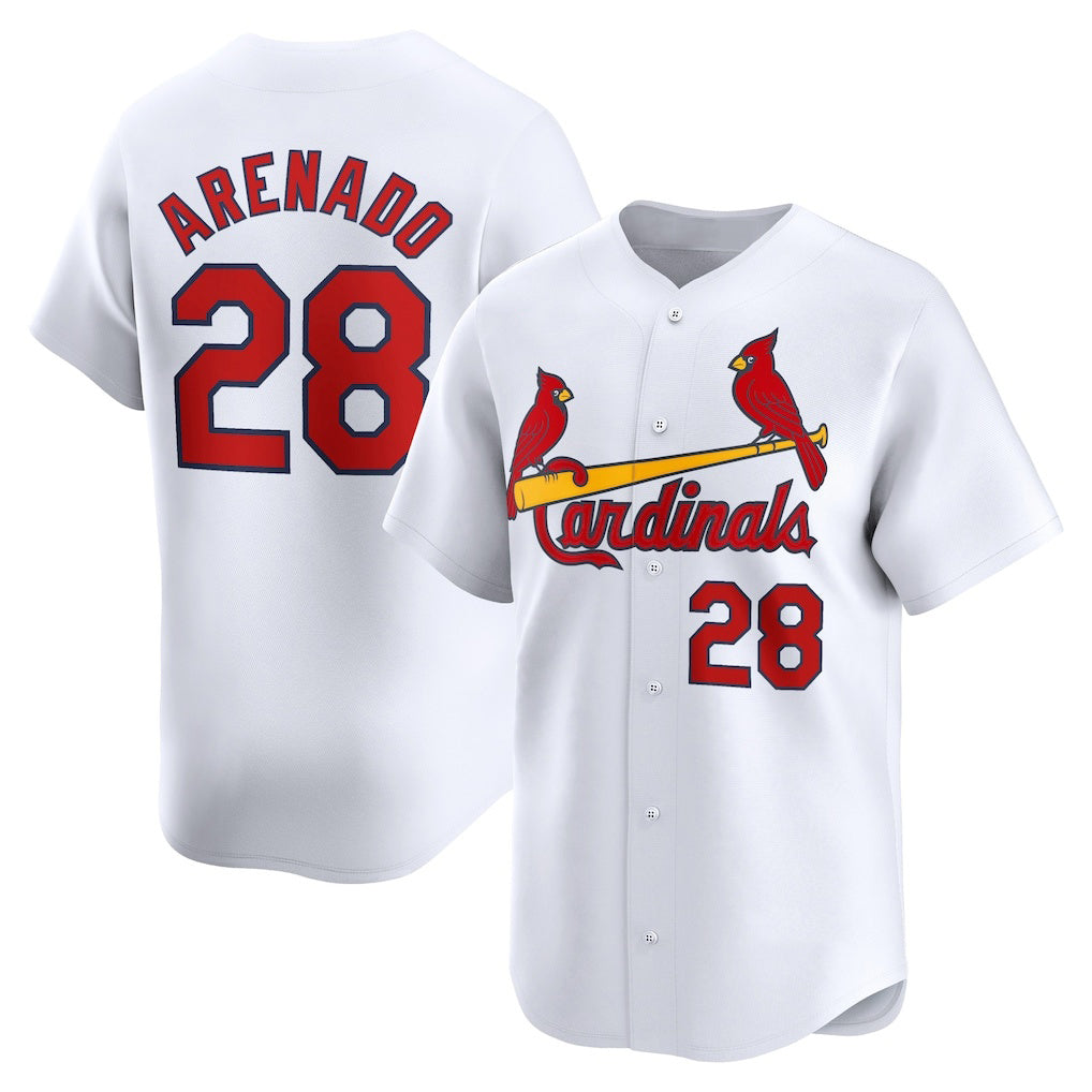 St. Louis Cardinals #28 Nolan Arenado White Puhics Home Limited Player Jersey