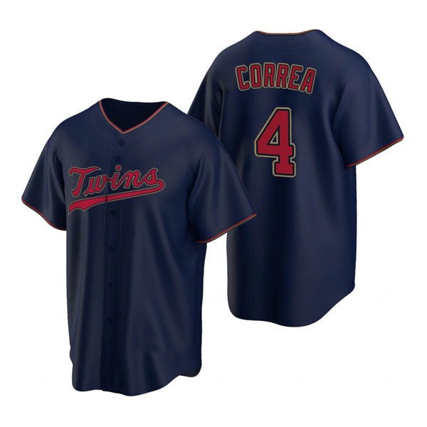 Minnesota Twins #4 Carlos Correa Navy Puhics Cool Base Stitched Jersey