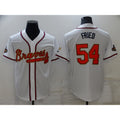 Atlanta Braves #54 Max Fried 2022 White Gold Puhics World Series Champions Program Cool Base Stitched Jersey