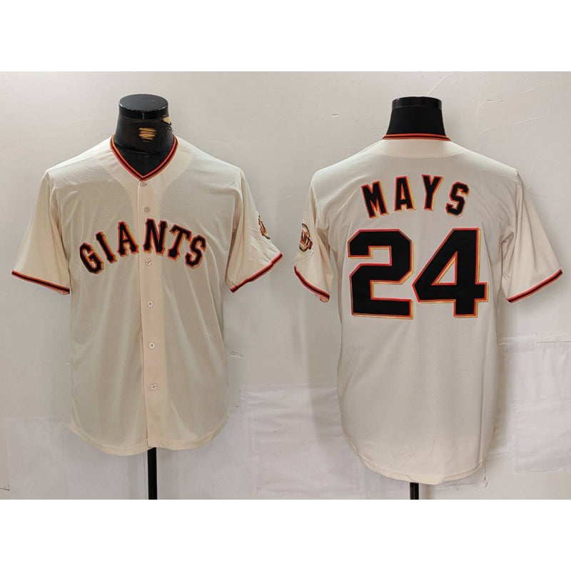 San Francisco Giants #24 Willie Mays Cream Puhics 2024 Home Limited Stitched Jersey