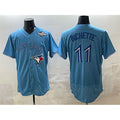 Toronto Blue Jays #11 Bo Bichette Blue Puhics 2025 World Series Flex Base Stitched Jersey