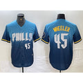 Philadelphia Phillies #45 Zack Wheeler Blue Puhics 2024 City Player Number Cool Base Stitched Jersey 2