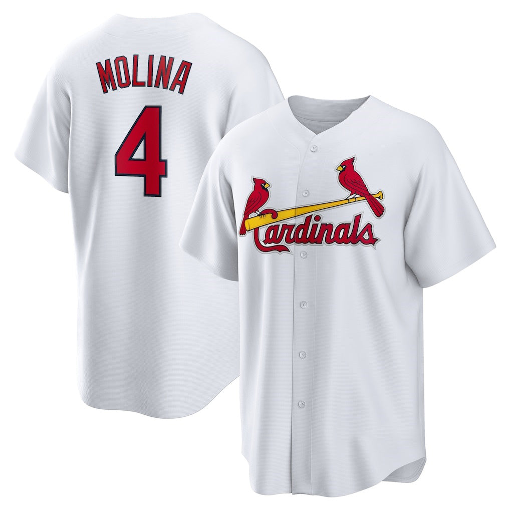 St. Louis Cardinals #4 Yadier Molina White Puhics Home Replica Retired Player Jersey