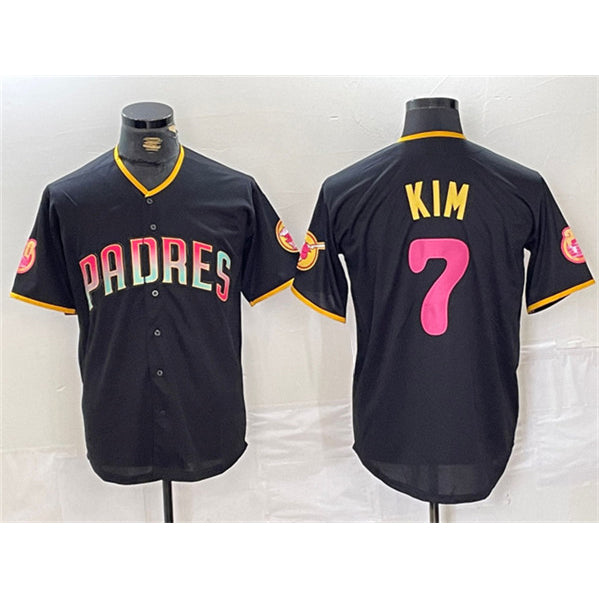 San Diego Padres #7 Ha-Seong Kim Black Puhics Cool Base Stitched Jersey
