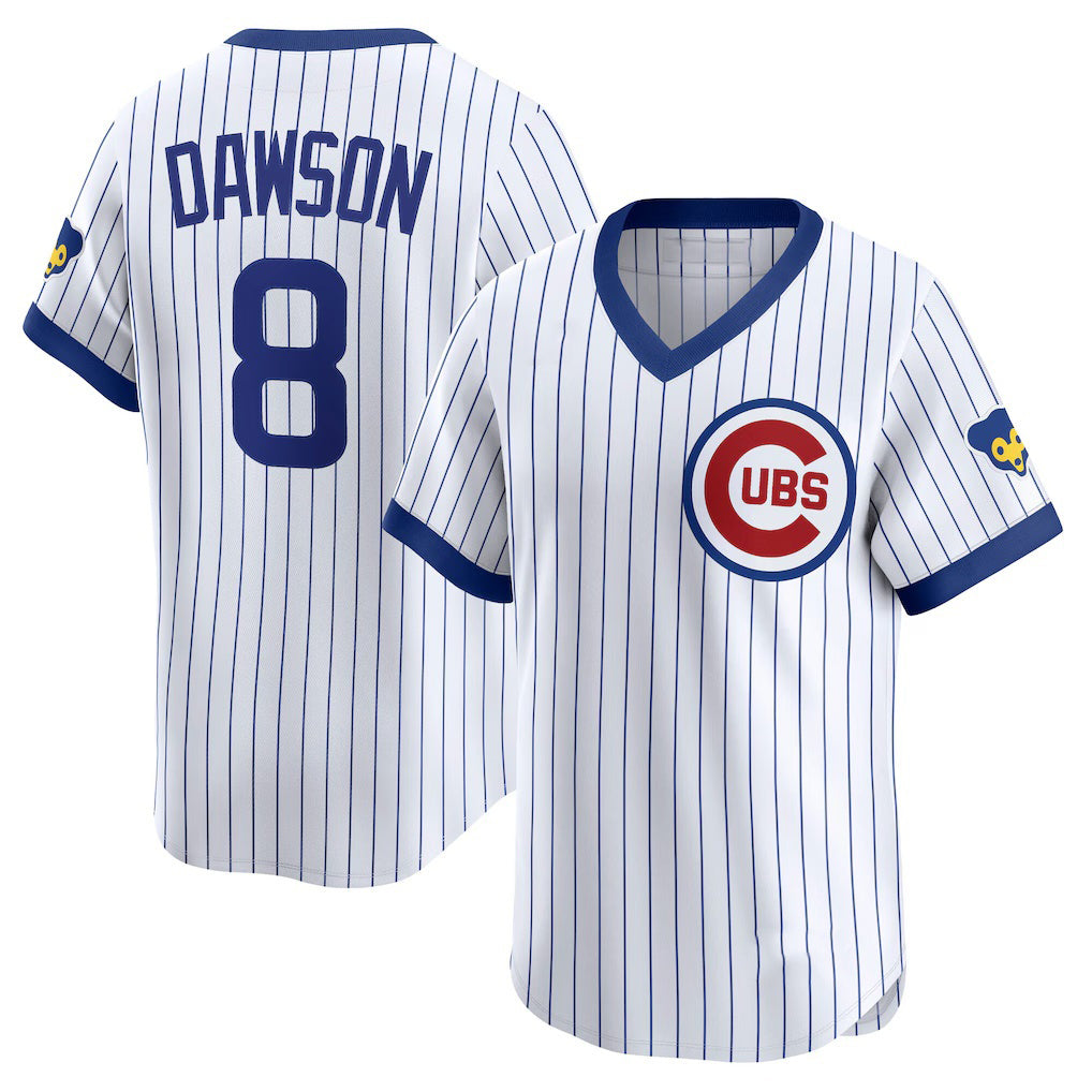 Chicago Cubs #8 Andre Dawson White Puhics Throwback Cooperstown Collection Limited Jersey
