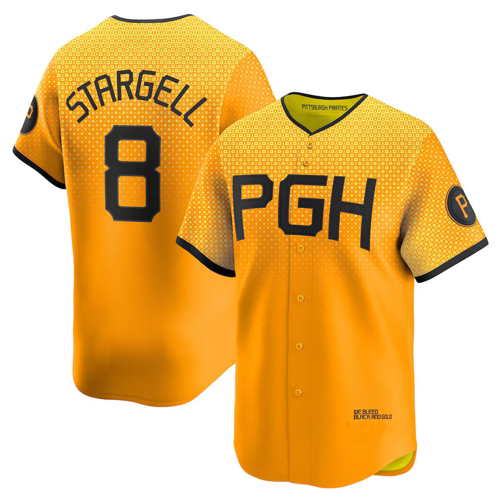 Pittsburgh Pirates #8 Willie Stargell Gold Puhics City Connect Limited Player Jersey