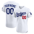 Custom Los Angeles Dodgers White Puhics Home Elite Sponsor Patch Jersey