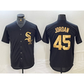 Chicago White Sox #45 Michael Jordan Black Gold Puhics Cool Base Stitched Jersey