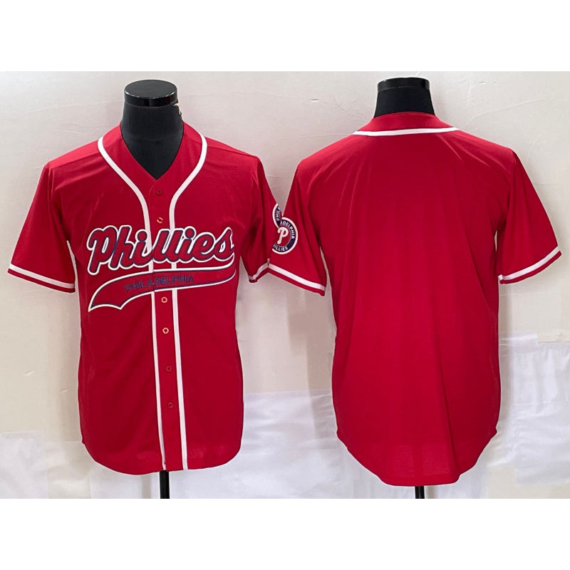 Philadelphia Phillies Blank Red Puhics Cool Base Stitched Jersey