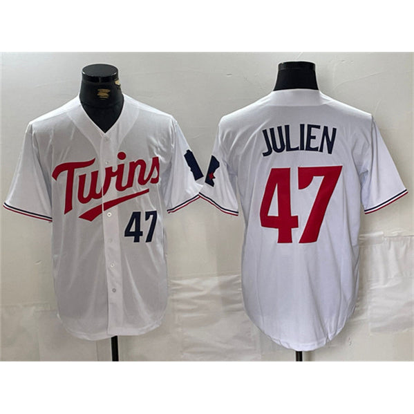 Minnesota Twins #47 Edouard Julien White Puhics Cool Base Stitched Jersey 1