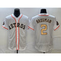 Houston Astros #2 Alex Bregman 2023 White Gold Puhics World Serise Champions Patch Flex Base Stitched Jersey
