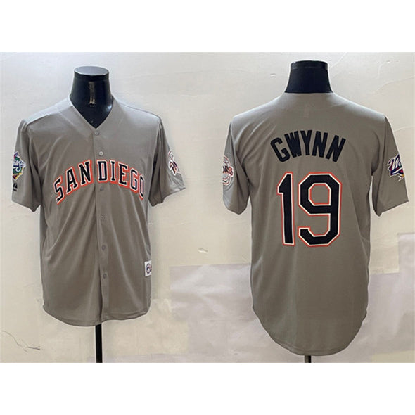 San Diego Padres #19 Tony Gwynn Gray Puhics With Patch Cool Base Stitched Jersey