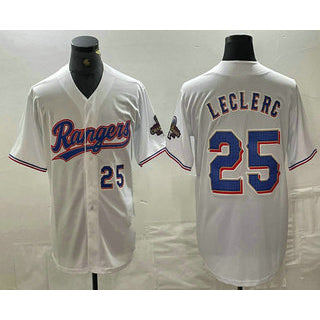 Texas Rangers #25 Jose Leclerc Number White Puhics 2024 Gold Collection Limited Cool Base Jerseys