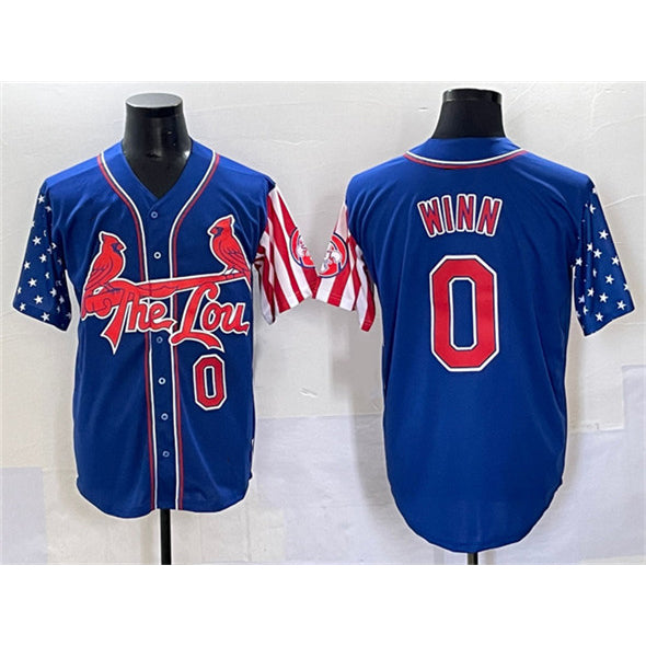 St. Louis Cardinals #0 Masyn Winn Royal Puhics Independence Day Vapor Premier Limited Stitched Jersey