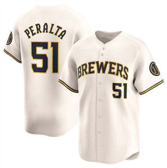 Milwaukee Brewers #51 Freddy Peralta Cream Puhics Limited Stitched Jersey